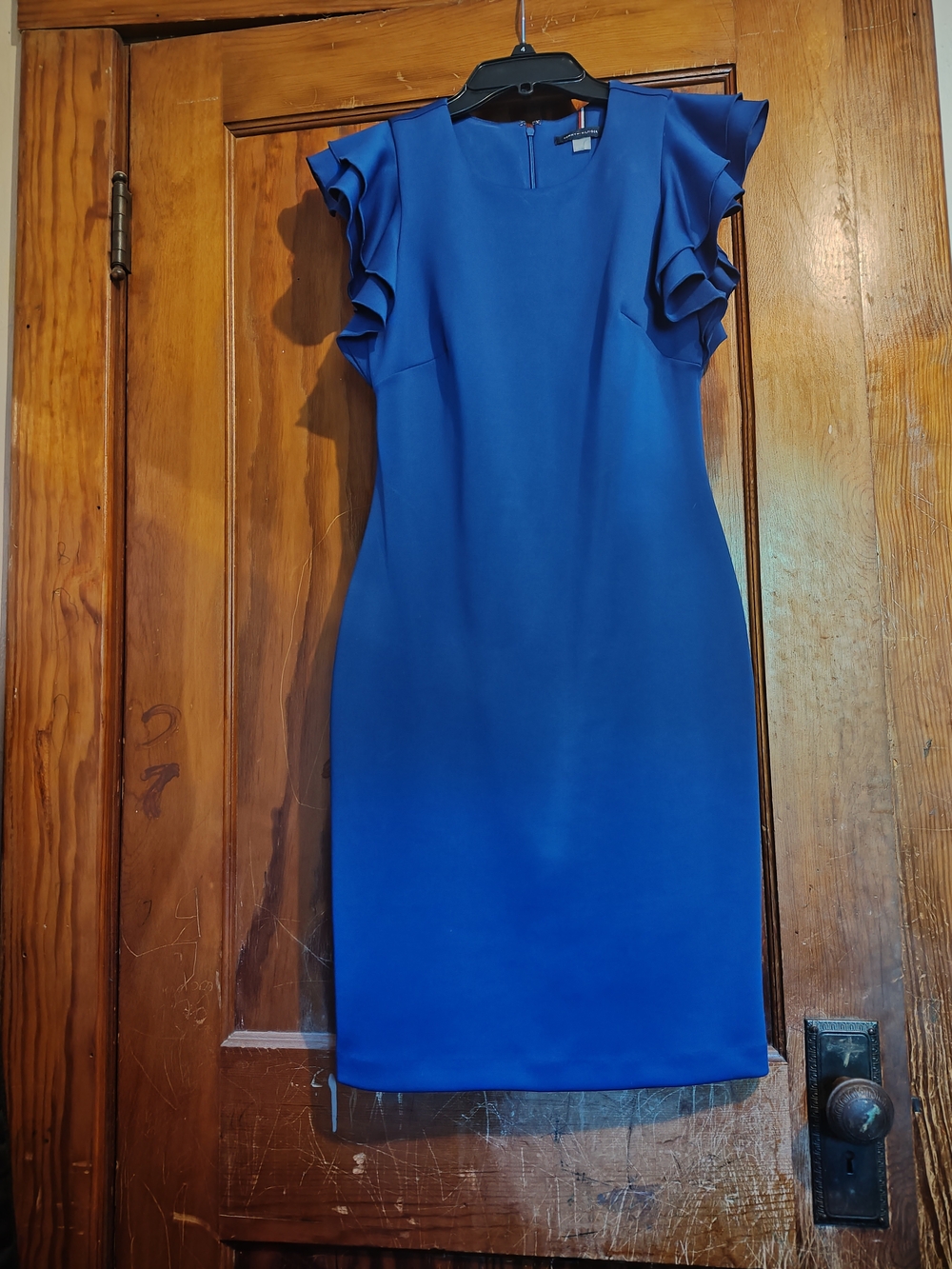 Tommy Hilfiger Royal Blue Ruffle Sleeve Midi Dress